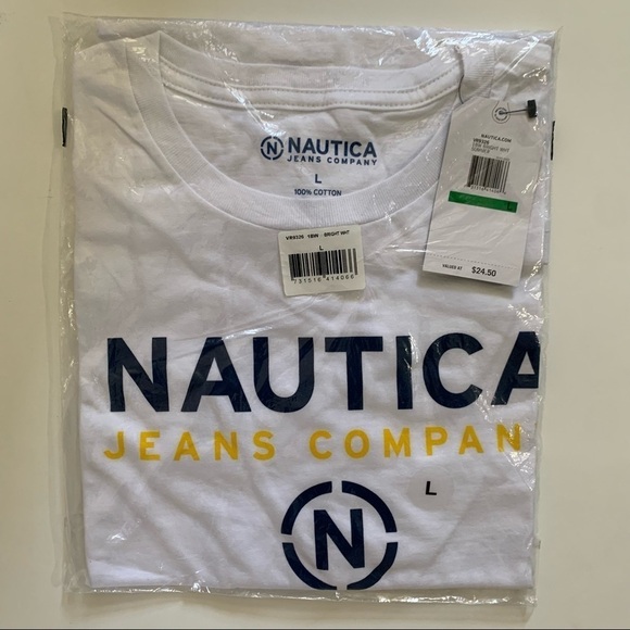 NAUTICA JEANS CO. LOGO T-SHIRT New With Tags Bright White Summer Tee Shirt - Picture 3 of 7